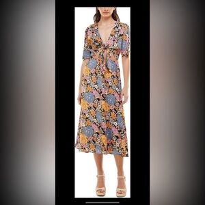 NWT WAYF ditsy floral cottage core dark cut out midi/maxi dress milk maid 6